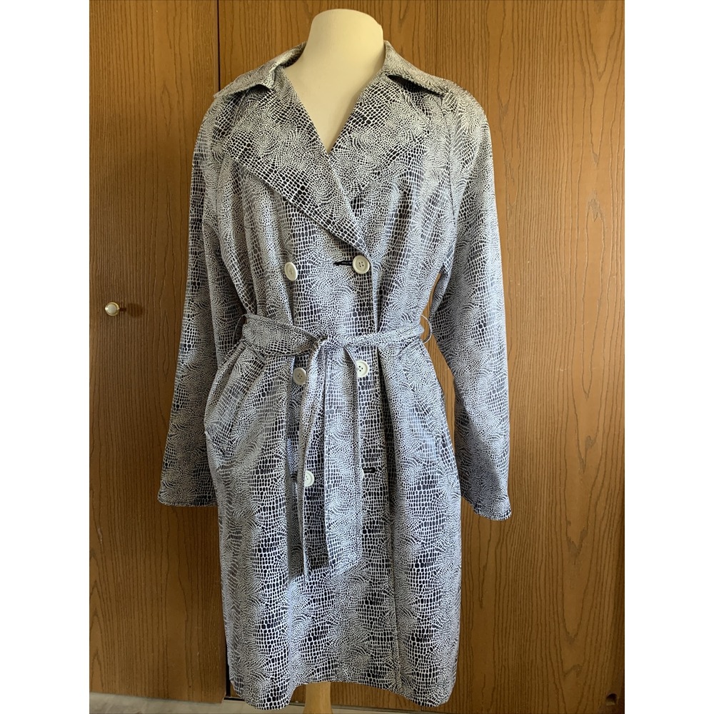 Vintage Valentina Women Coat White Black Print One Size Fit All
